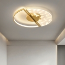 Modern Metallic Flush Mount Light Round Light for Living Room