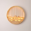 Asian Geometric Wall Sconces Wood 1-Light Wall Sconce Lighting