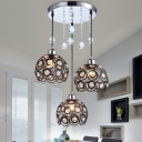3-Light Hanging Ceiling Lights Modern Style Ball Shape Metal Pendant Lighting