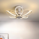 Simple Third Gear Round Flush Mount Ceiling Light Fixture Acrylic Flush Fan Light Fixtures