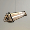 Glass Island Lighting Fixtures Modern Linear Suspension Light for Living Room