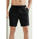 Basic Mens Shorts Plain Drawstring Waist Mid Rise Quick Dry Active Shorts