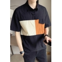 Daily Guys Shirt Color Block Turn-down Collar Button Detail Button Shirt with Pocket