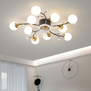 Flush-Mount Fan Light Fixture Kid's Room Style Acrylic Flush Mount Fan Light for Living Room Third Gear