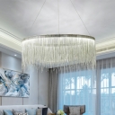 Postmodern Style Tassels Chandelier Light Round Metal Chandelier Lamp for Living Room