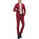 Men Urban Suit Set Plain Lapel Collar Single Button Pocket Detail Blazer and Pants Suit Set