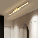 2-Light Flush Mount Lighting Fixtures Simple Style Linear Shape Metal Ceiling Mounted Lights