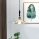 Ruffle Glass Flared Hanging Ceiling Lights Modern Style 1 Light Pendant Lamp in Clear