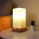 1 Head Wood Night Table Lamps White Glass Reading Book Light for Bedroom