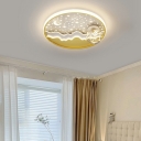 3 Lights Circle Flush Ceiling Light Fixture Modern Style Acrylic Flush Mount Lamp in Yellow