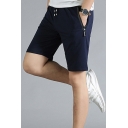 Simple Mens Shorts Color Block Drawstring Waist Mid Rise Straight Fit Shorts with Pocket