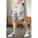 Modern Mens Shorts Plain Drawstring Waist Mid Rise Side Pockets Active Shorts
