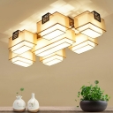 Traditional Style LED Flush-mount Light Metal Fabric Celling Light for Living Room