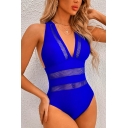 Chic Womens Bodysuit Solid Color Deep V Neck Hollow Detail Criss Cross Slim Fitted Bodysuit