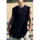 Men's Popular Solid Color Tank Top Sleeveless Round Neck Relaxed Fit Tank Top