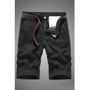 Stylish Shorts Pure Color Pocket Detail Button Placket Mid Rise Shorts for Men