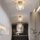 Glass Ceiling Flush Mount Lights Modern Minimalism Drum 1 Light Semi Flush Ceiling Light for Bedroom