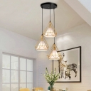 3-Light Pendant Lighting Fixtures Minimalist Style Diamond Shape Metal Hanging Lamp Kit