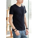 Classic T-Shirt Solid Color Crew Neck Short Sleeves Regular Fit Tee Shirt for Men