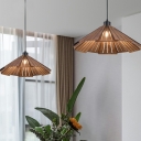 Wood Hat Shape Ceiling Pendant Lamp Single Light Pendant Lighting Fixture