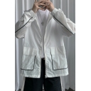 Urban Mens Trench Coat Contrast Line Zip Closure Long Sleeve Regular Fit Trench Coat with Hood