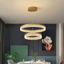 2-Light Pendant Lighting Fixtures Contemporary Style 3-Tiers Shape Metal Hanging Chandelier