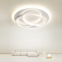 Metal Circle Flush Mount Lamp Modern Style 2 Lights Flush Ceiling Light Fixture in White