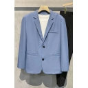 Street Look Mens Jacket Pure Color Lapel Collar Long Sleeve Relaxed Button Fly Suit Blazer