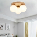 Wood Semi Flush Ceiling Light Fixtures Modern Minimalism Ceiling Flush Mount Lights for Bedroom