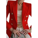 Casual Suit Blazer Solid Color Lapel Collar Double Breasted Suit Blazer for Women
