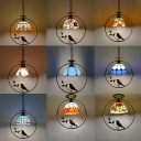 Tiffany Stained Glass Hanging Pendant Light Ring Light for Dining Room