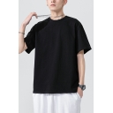 Fashionable Pure Color T-Shirt Short Sleeve Round Neck T-Shirt for Men