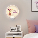 LED Bedside Wall Lighting Fixtures Children Cartoon Character Wall Light Sconce