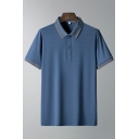 Men Daily Polo Shirt Contrast Line Printed Short Sleeves Polo Shirt