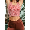 Fancy Womens Camis Flowers Pattern Halter Sleeveless Cropped Workout Camis