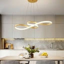 Post Modern Platinum Chandelier Tiered LED Light Aluminum Twist Ring Chandeliers in 3 Colors Light