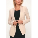 Women Daily Suit Blazer Plain Shawl Collar Open Front Pocket Detail Suit Blazer