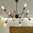 Black Industrial Sputnik LED Pendant Light Metal Chandelier Light Fixture