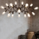 Chandelier Light Fixture Industrial Style Exposed Bulb Shape Metal Pendant Lighting Fixtures，8/12/16 Light