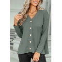Daily Women Cardigan Plain Long Sleeve V-neck Button Down Cardigan Sweater
