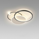 Contemporary Round Ring Semi Flush Mount Light Fixtures Metal Led Flush Light
