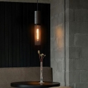 Modern Style Cylinder Down Lighting Stone 1-Light Pendant Lights in Grey