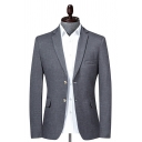 Classic Suit Blazer Plain Pocket Detail Lapel Collar Long Sleeve Button Closure for Men