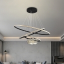 6-Light Hanging Lamps Modernist Style Ring Shape Metal Pendant Chandelier