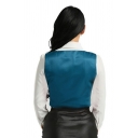 Vintage Vest Pure Color Slimming Lace Up Scoop Neck Cropped Vest for Ladies