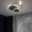 3 Light Contemporary Ceiling Light Circle Acrylic Ceiling Fixture in Black