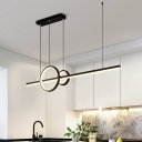 Ring and Linear Shape Island Lights LED with Silica Gel Shade Modern Chandeliers for Dining Room
