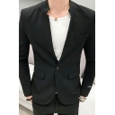 Dashing Men's Suit Set Pure Color Stand Collar Single Button Pants Side Pocket Suit Co-ords
