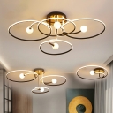 Ceiling Mount Chandelier Contemporary Style Ring Shape Metal Flush Light Fixtures