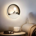 1-Light Sconce Lights Contemporary Style Round Shape Metal Wall Mount Light
